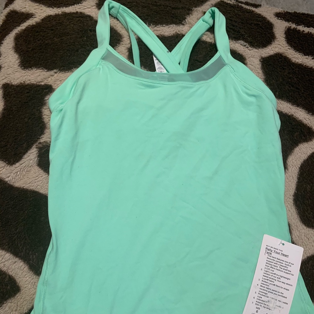 Lululemon Green Rally your heart tank top gym 6